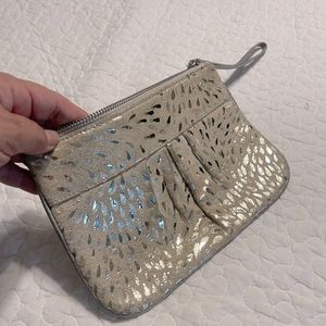 Chez Metallic leather wristlet